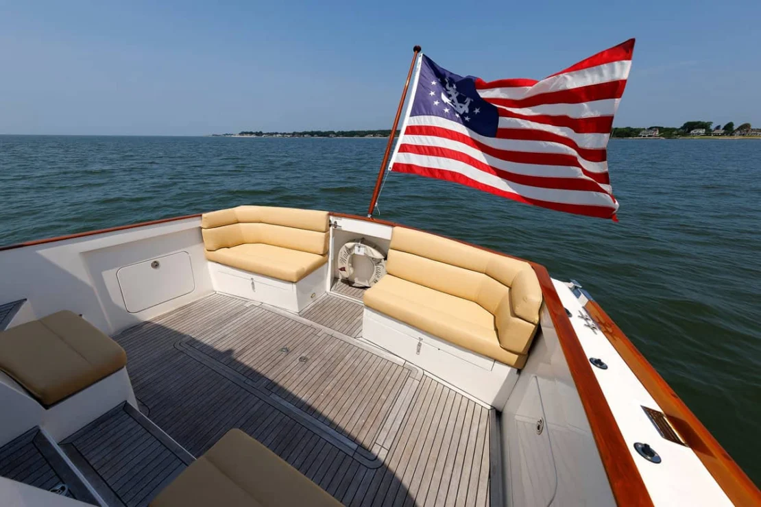2008 Aden 52 Salon Express, cockpit looking aft.
