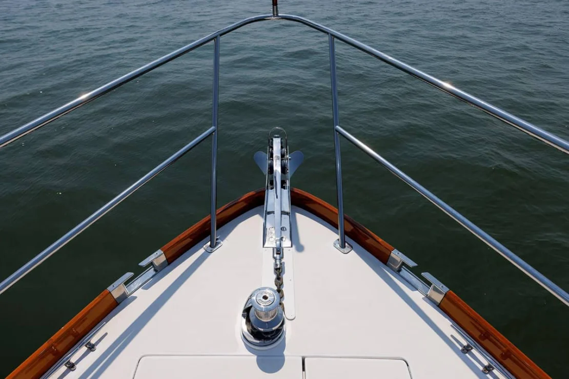 2008 Aden 52 Salon Express, bow and anchor.