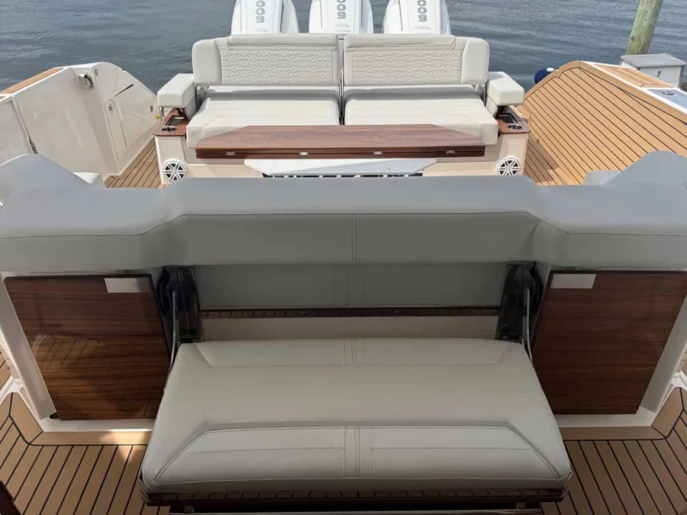 2022 Tiara 48LS, galley seating.