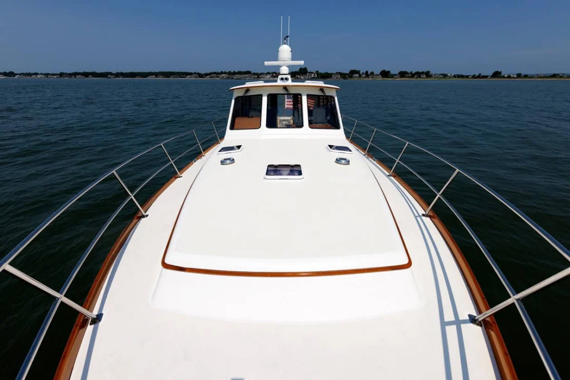 2008 Aden 52 Salon Express, looking aft from bow.