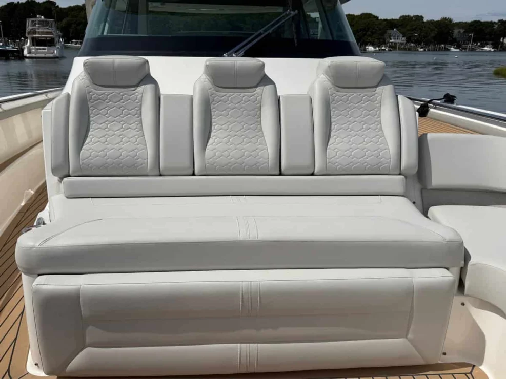 2022 Tiara 48LS, bow facing forward.
