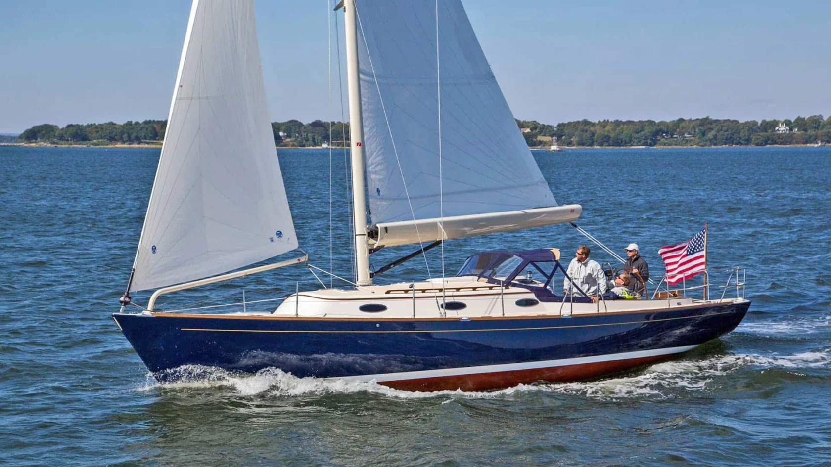 Alerion Yacht sailing on the ocean.